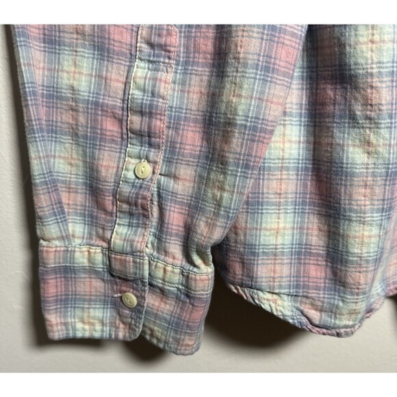 Faherty Blue Pink White Plaid Long Sleeve Cotton Men's Shirt Size XXL - Picture 8 of 14